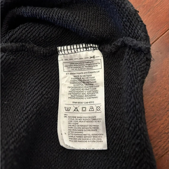 Adidas Originals Cropped Hoodie Sweatshirt in Black 3 Stripe Womens Size M - Picture 9 of 10